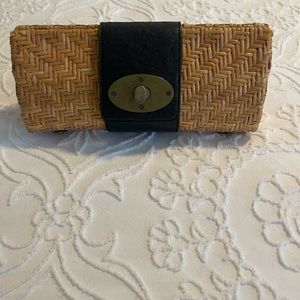 Rattan wicker clutch purse